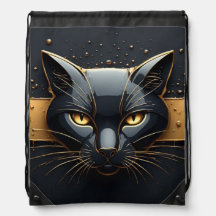 Black Cat Head With Gold Drip Design 🐈