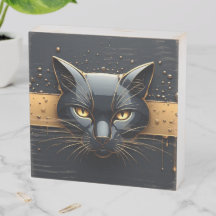 Black Cat Head With Gold Drip Design 🐈
