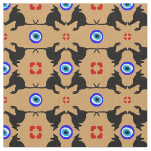 Black Cat, Heart & Evil Eye tissu tendance