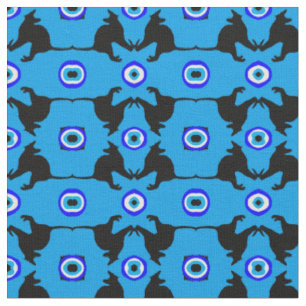 Black Cat, Heart & Evil Eye trendy fashion fabric