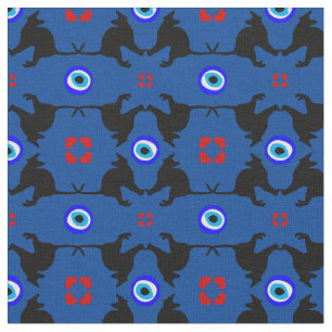 Black Cat, Heart & Evil Eye trendy fashion fabric
