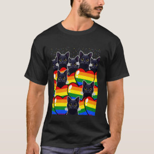 Black Cat Heart LGBT-Q KItten Lover Gay Pride Mont T-Shirt