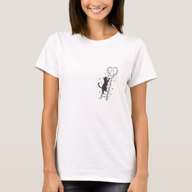  Black Cat Heart lovers T-Shirt (Front)
