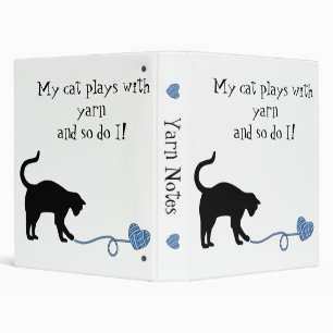 Black Cat & Heart Shaped Yarn (Blue) Binder