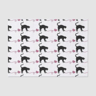 Black Cat & Heart Shaped Yarn (Pink) Tissue Paper