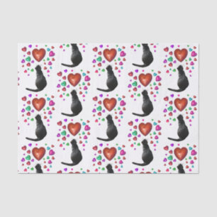 Black Cat HeartsTissue Paper