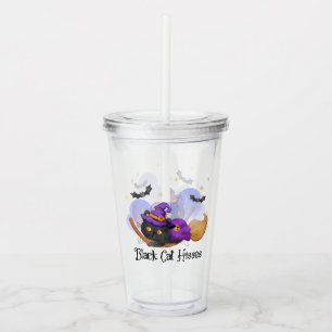 Black Cat Hisses – Halloween Witch Cat Acrylic Tumbler