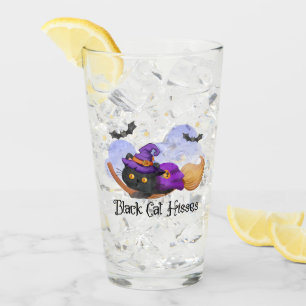 Black Cat Hisses – Halloween Witch Cat Glass