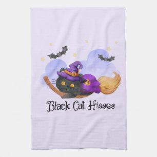 Black Cat Hisses – Halloween Witch Cat Kitchen Towel
