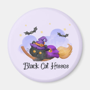 Black Cat Hisses – Halloween Witch Cat Magnet