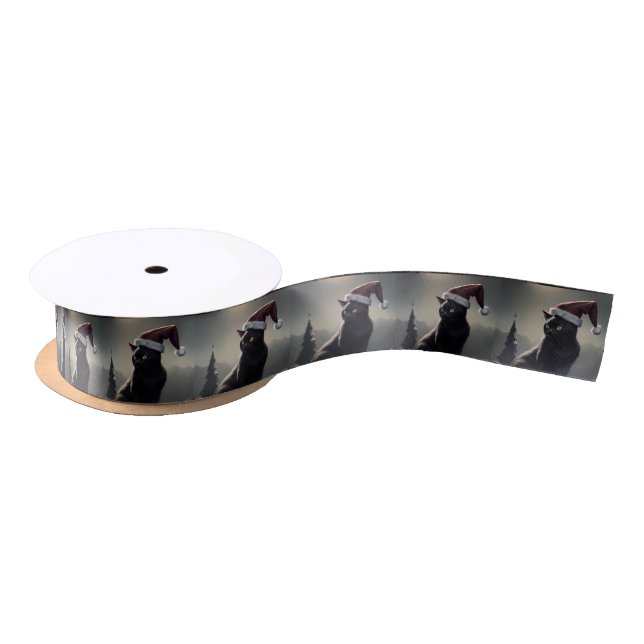 Black Cat Holiday Ribbon Satin Ribbon (Spool)