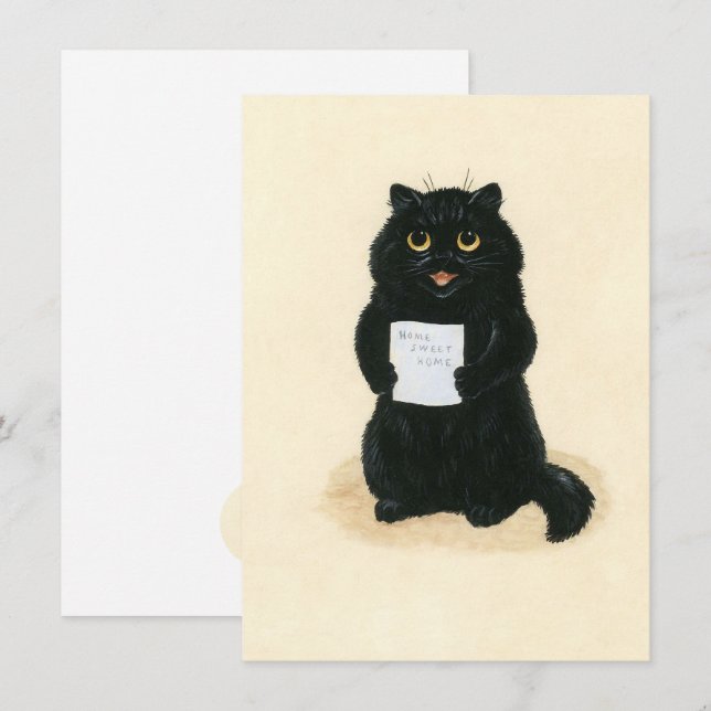 Black Cat Home Sweet Home Rescue Shelter Cute Card (Front/Back)