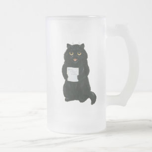 Black Cat Home Sweet Home Vintage Rescue Shelter Frosted Glass Beer Mug
