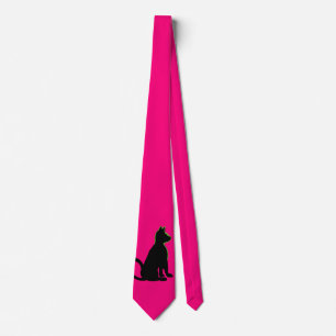 Black Cat Hot Pink Pop Art Men Style CricketDiane Tie