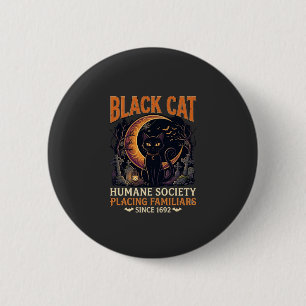 Black Cat Humane Society Halloween Crescent Moon L 2 Inch Round Button