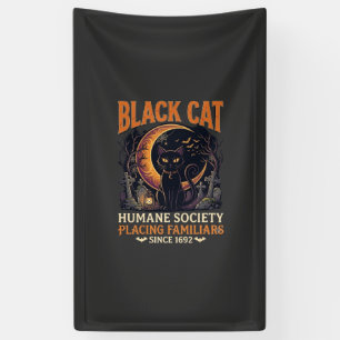 Black Cat Humane Society Halloween Crescent Moon L Banner