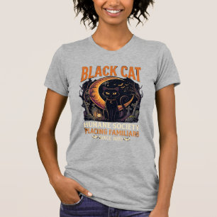 Black Cat Humane Society Halloween Crescent Moon L T-Shirt