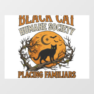 Black Cat Humane Society Halloween Full Moon Bats_ Window Cling