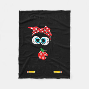 Black Cat I Survived 100 Days Of School Its Fine I Fleece Blanket