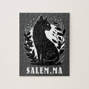 Black Cat Illustration   Salem Jigsaw Puzzle