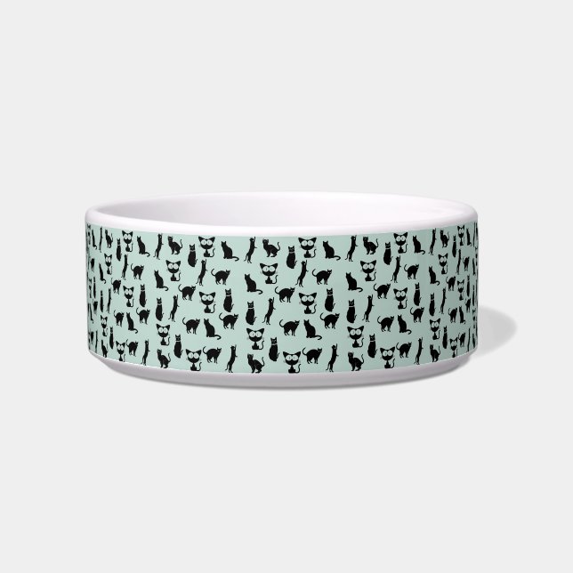 Black Cat Illustrations Pet Bowl (Front)