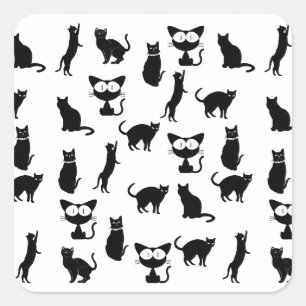 Black Cat Illustrations Square Sticker
