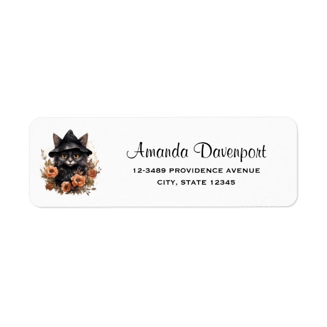 Black Cat in a Black Witch's Hat Halloween (Front)