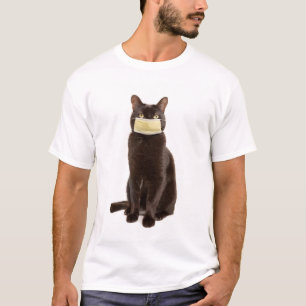 Black Cat in a Face Mask T-Shirt