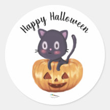 Black Cat in a Pumpkin | Halloween Sticker