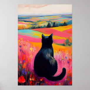 Black Cat in Beautiful Nature Poster