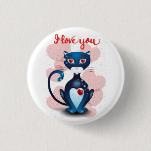 Black cat in Love 1 Inch Round Button