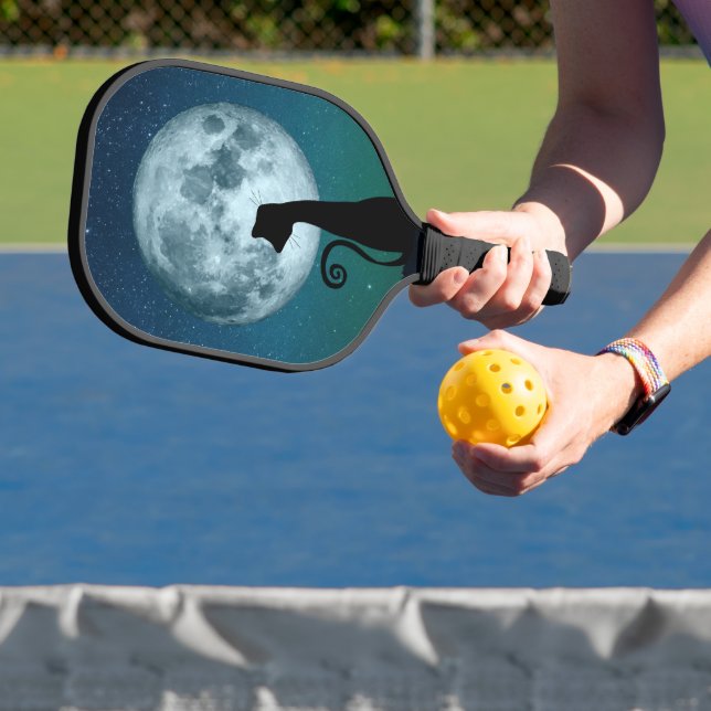 Black Cat in Moonlight Pickleball Paddle (Insitu)