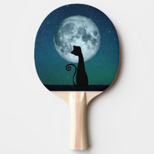 Black Cat In Moonlight Ping Pong Paddle