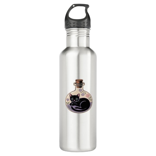 Black Cat in Potion Bottle Classic T-Shirt (Front)