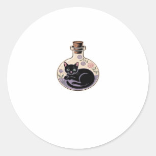 Black Cat in Potion Bottle Classic T-Shirt Classic Round Sticker