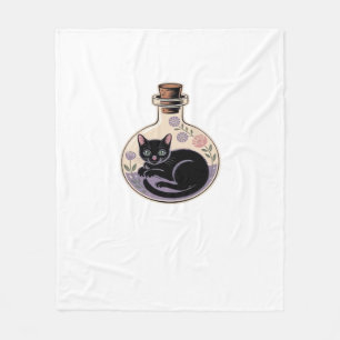 Black Cat in Potion Bottle Classic T-Shirt Fleece Blanket