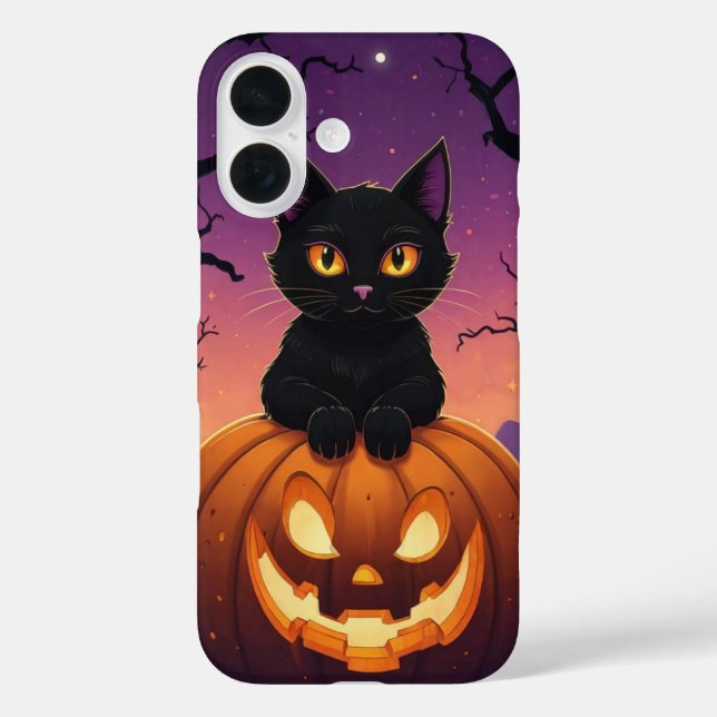 Black Cat in Pumpkin Case-Mate iPhone Case (Back)