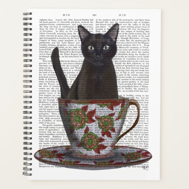 Black Cat in Teacup Planner (Front)