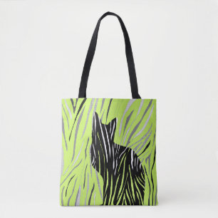 Black Cat in the Crazy Grass Tote Bag
