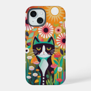 Black Cat in The Garden iPhone 15 Case
