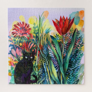 Black cat in the garden Puzzle