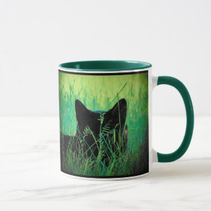 Black Cat in the grass Mug