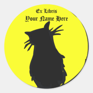 Black Cat in the Moon Bookplate Sticker