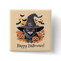 Black Cat in Witch Hat Halloween