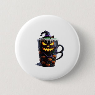 Black Cat in Witch Hat � Matcha Latte Magic Classi 2 Inch Round Button