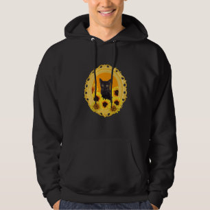 Black Cat in yellow Sunflower Frame Hoodie