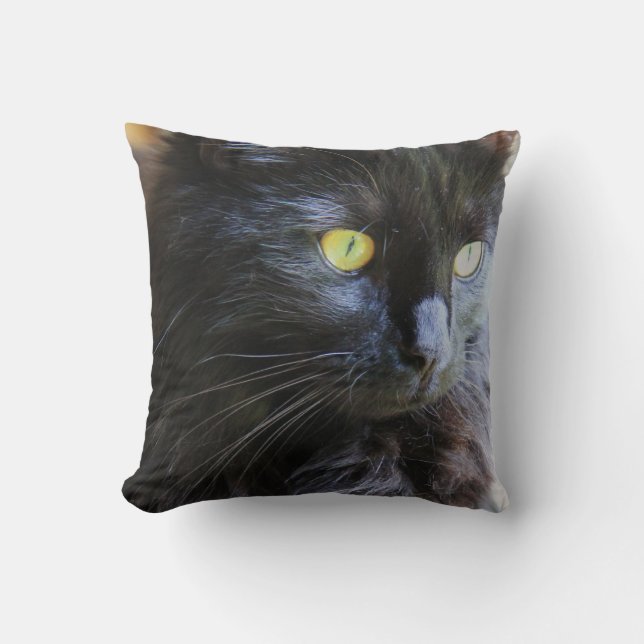 Black Cat in your face! throw pillow (Front)