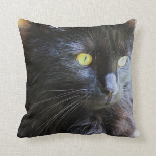 Black Cat in your face! throw pillow