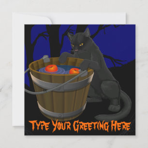 Black Cat Invitations Personalized Halloween Cards