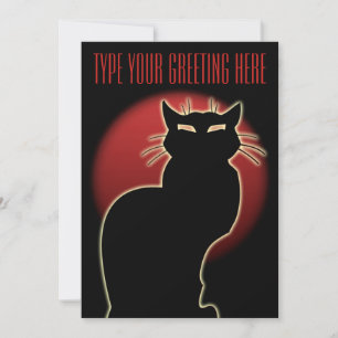Black Cat Invitations Personalized Halloween Cards